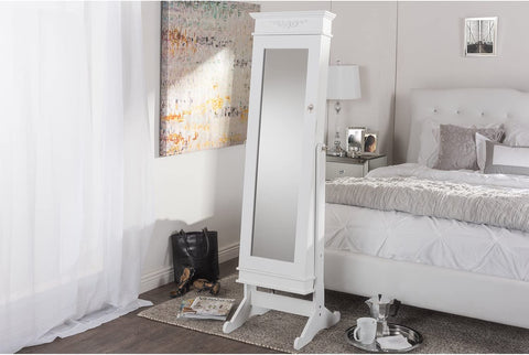 Baxton Studio Jewelry Armoire Cabinet, 18.5LX16.33WX60.23H, White