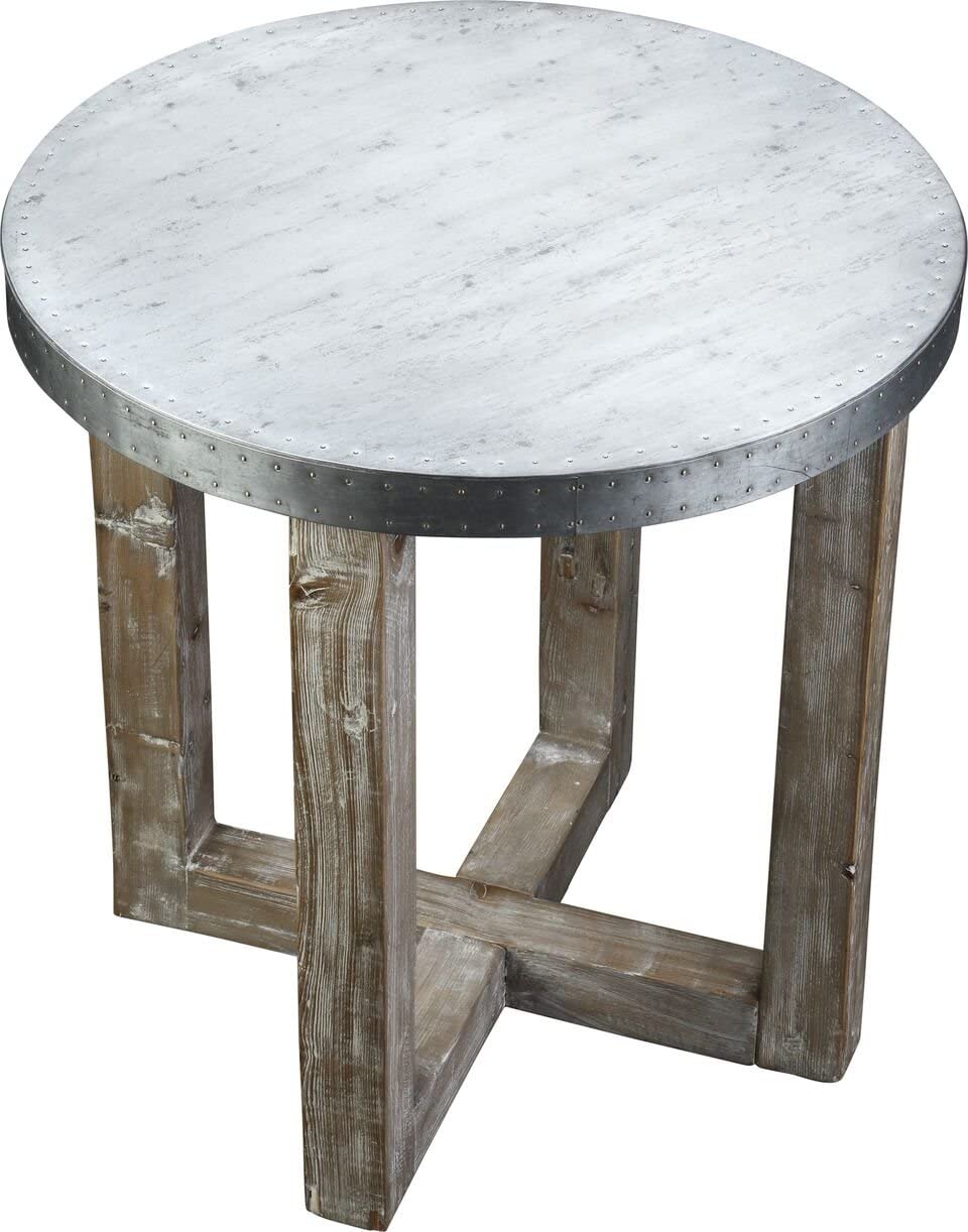 Burnham Home Murray Side Table, Natural, Zinc Top