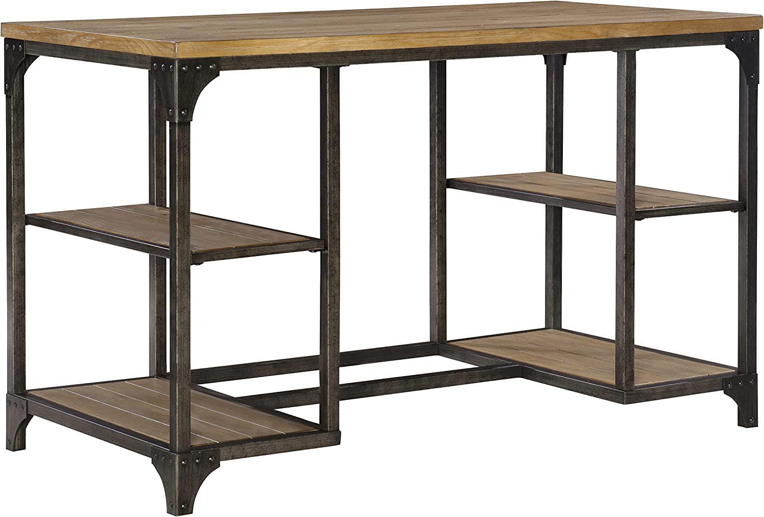 Powell Furniture Benjamin Metal Base Desk, Driftwood,