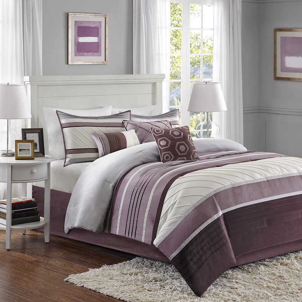 Madison Park Blaire 7 Piece Comforter Set Purple Cal King