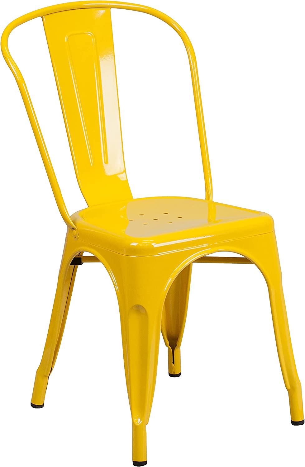 Flash Furniture Commercial Grade 31.5&#34; x 63&#34; Rectangular Yellow Metal Indoor-Outdoor Table Set with 4 Stack Chairs