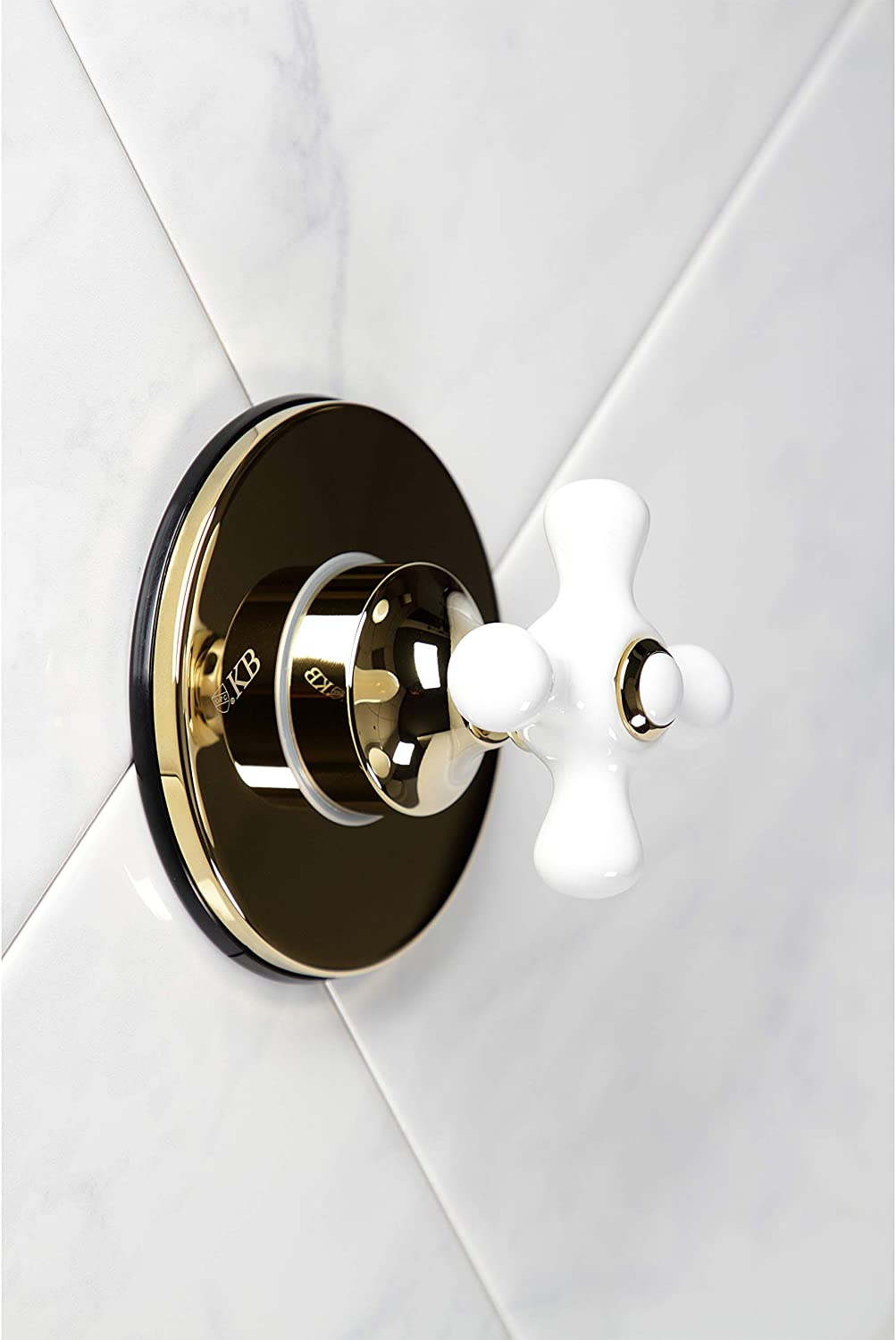 Kingston Brass KS3032PX Three-Way Diverter Valve with Trim Kit, Polished Brass