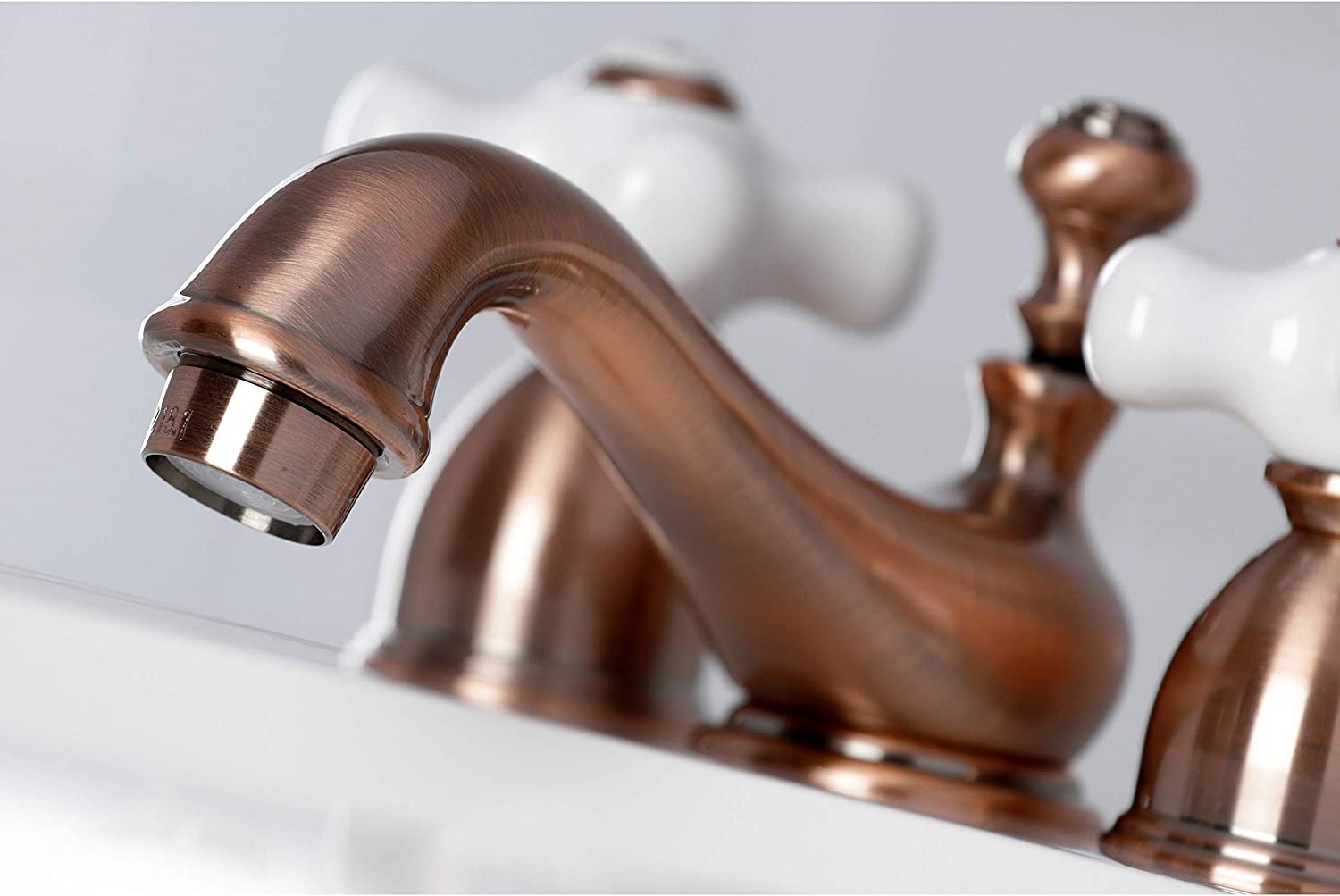 Kingston Brass KS395PXAC Restoration Mini-Widespread Bathroom Faucet, Antique Copper