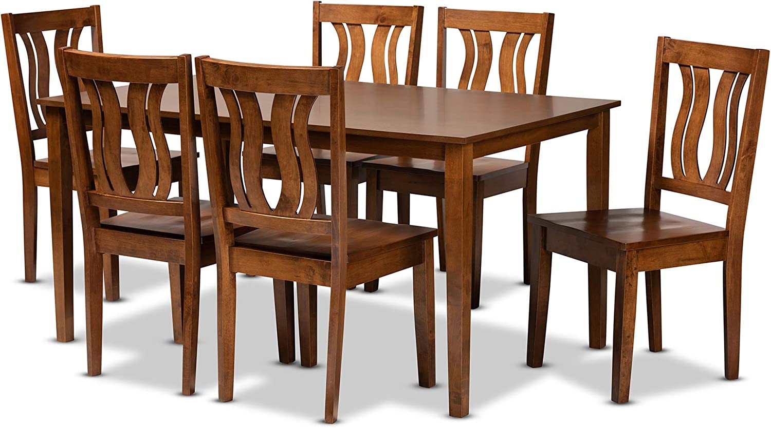 Baxton Studio Zamira Modern and Contemporary Transitional Walnut Brown Finished Wood 7-Piece Dining Set