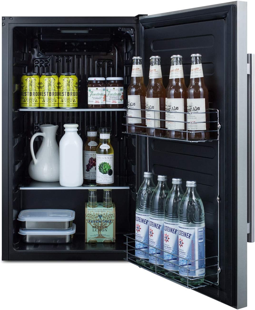 Summit Appliance FF195CSS Commercially Approved ENERGY STAR Certified 19&#34; Wide Shallow Depth All-refrigerator for Built-in or Freestanding Use with Front Lock and Stainless Steel Exterior