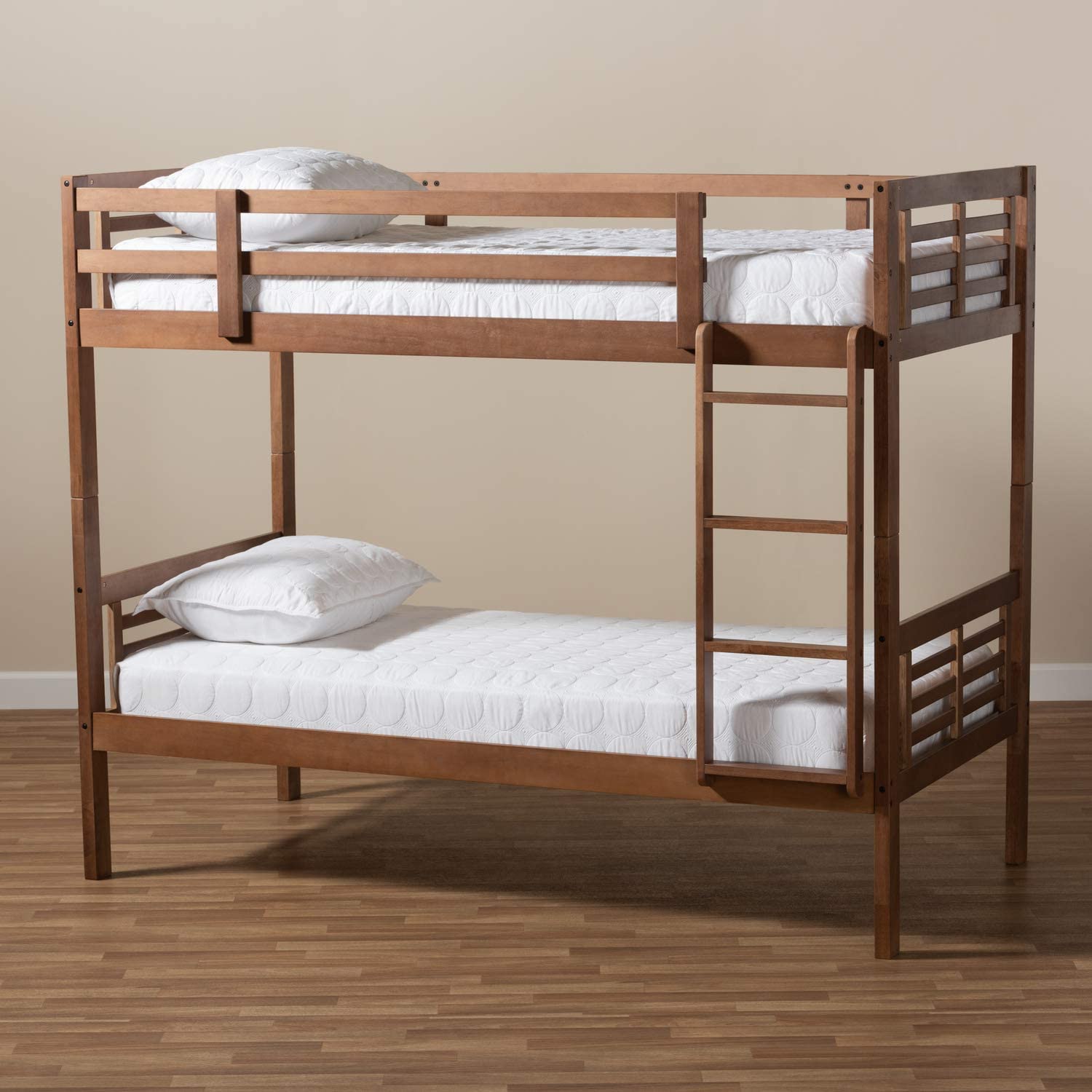 Baxton Studio Liam Modern and Contemporary Walnut Brown Finished Wood Twin Size Bunk Bed