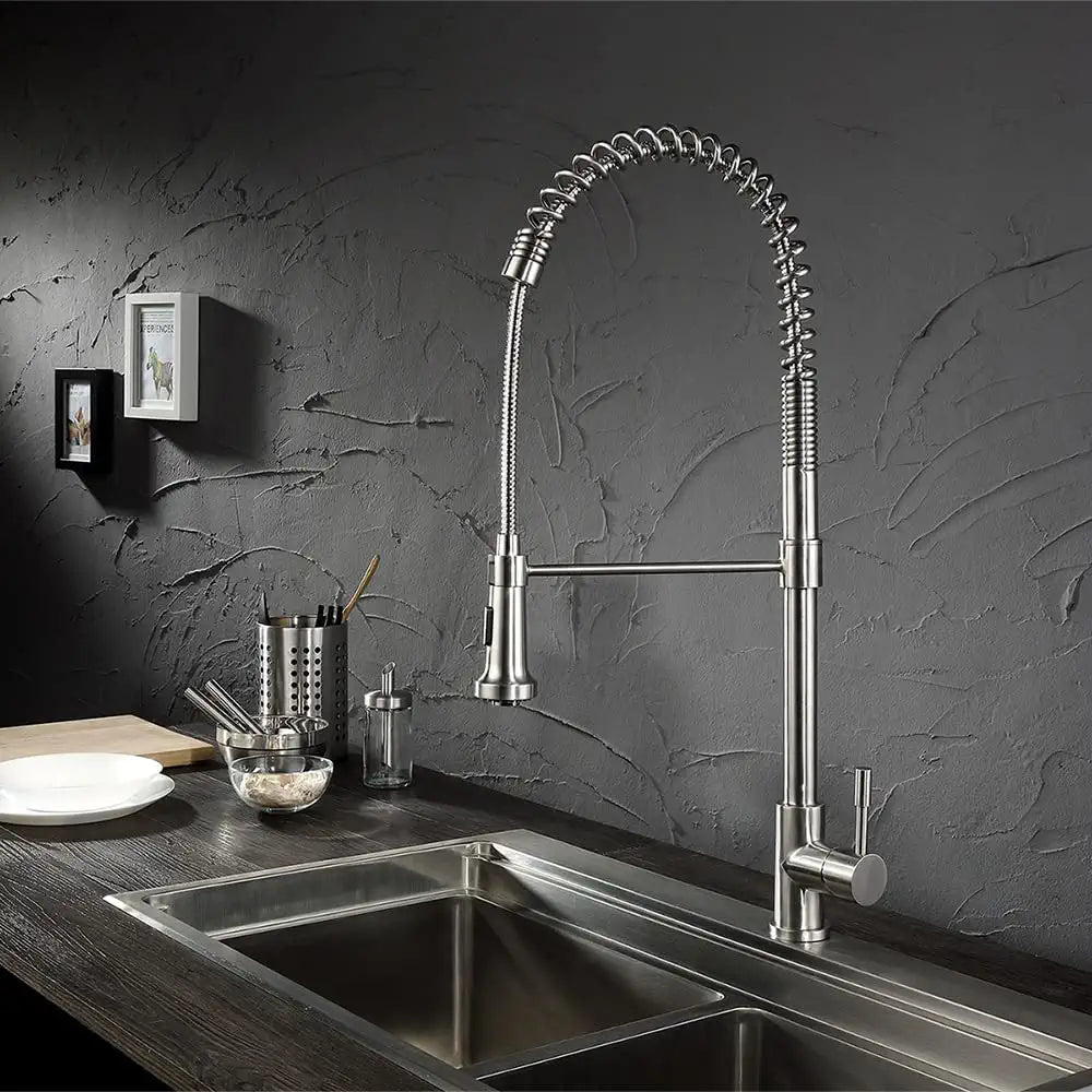 Waterhaus Lead Free Solid Stainless Steel Pull Down Kitchen Faucet