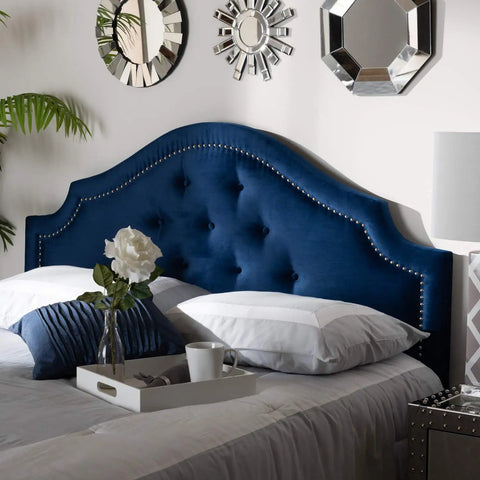 Baxton Studio Cora Modern and Contemporary Royal Blue Velvet Fabric Upholstered King Size Headboard
