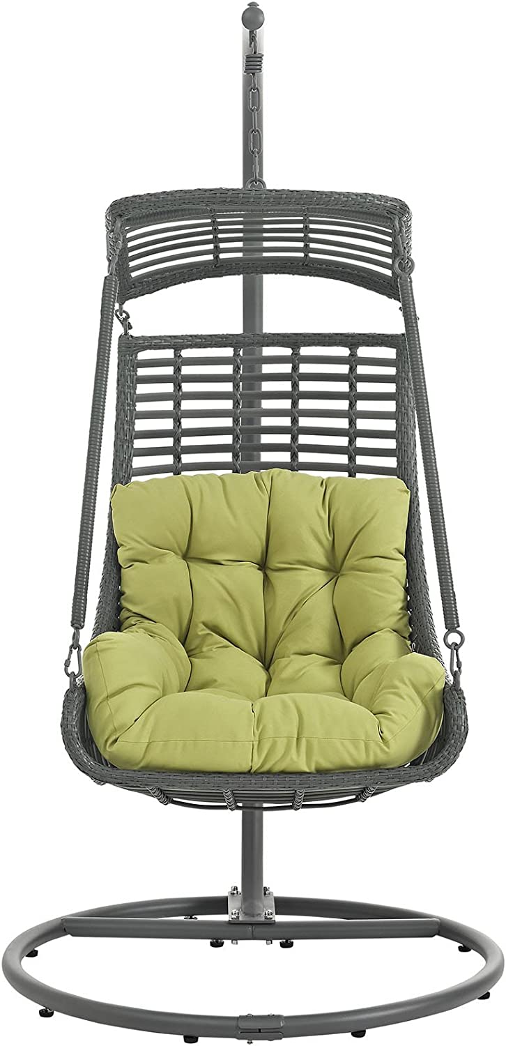 Modway EEI-2274-PER-SET Jungle Outdoor Patio Balcony Porch Lounge Swing Chair Set with Stand Peridot
