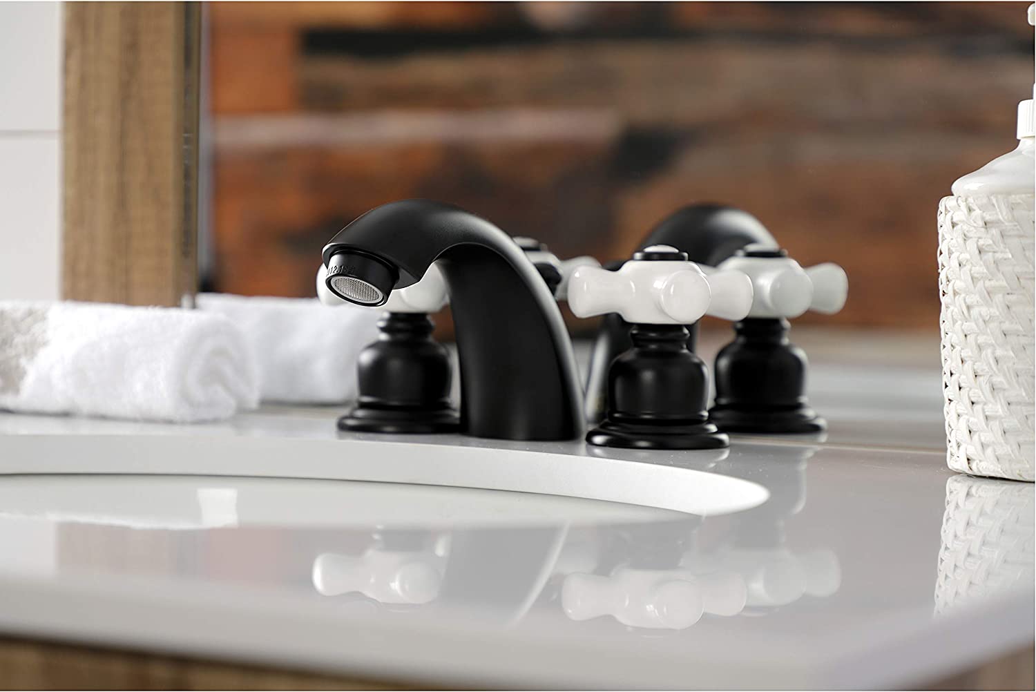 Kingston Brass KB950PX Victorian Mini-Widespread Bathroom Faucet, Matte Black