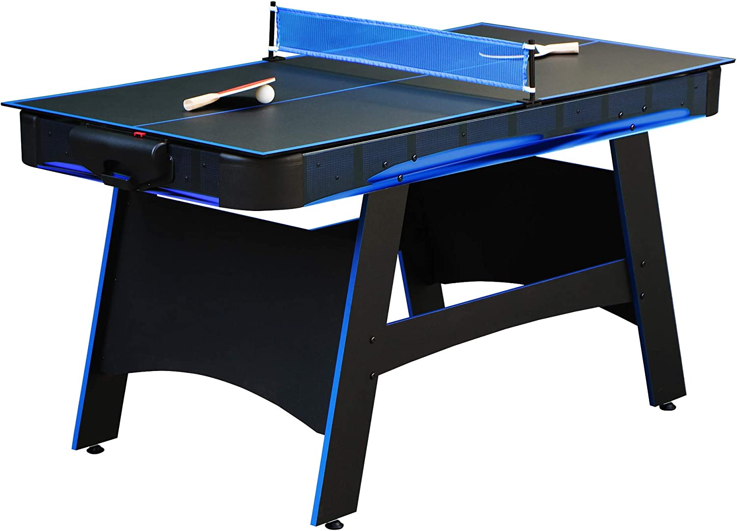 Hathaway Bandit 5-Ft Air Hockey and Table Tennis Multigame Table, Great for Family Game Rooms, Includes Strikers, Pucks, Paddles, Balls and net/Post Set