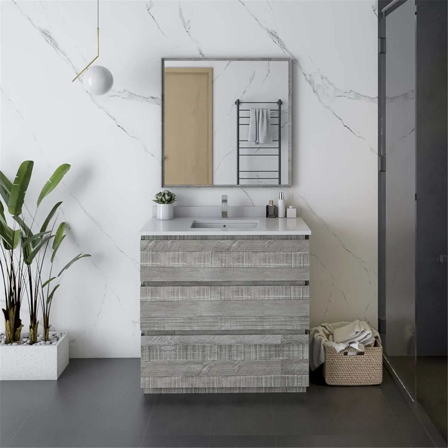 Fresca Formosa 36&#34; Floor Standing Modern Bathroom Cabinet w/Top &amp; Sink in Ash