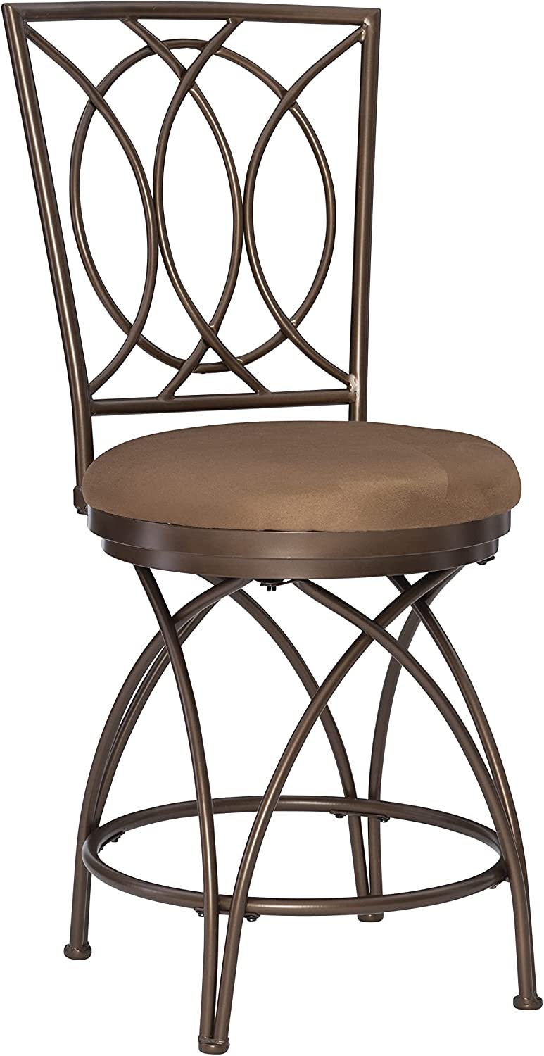 Powell Big and Tall Metal Crossed Legs Counter Stool, 9.49&#34; x 21.26&#34; x 43.31&#34;, Seat Height: 24&#34;, Bronze &amp; Mocha