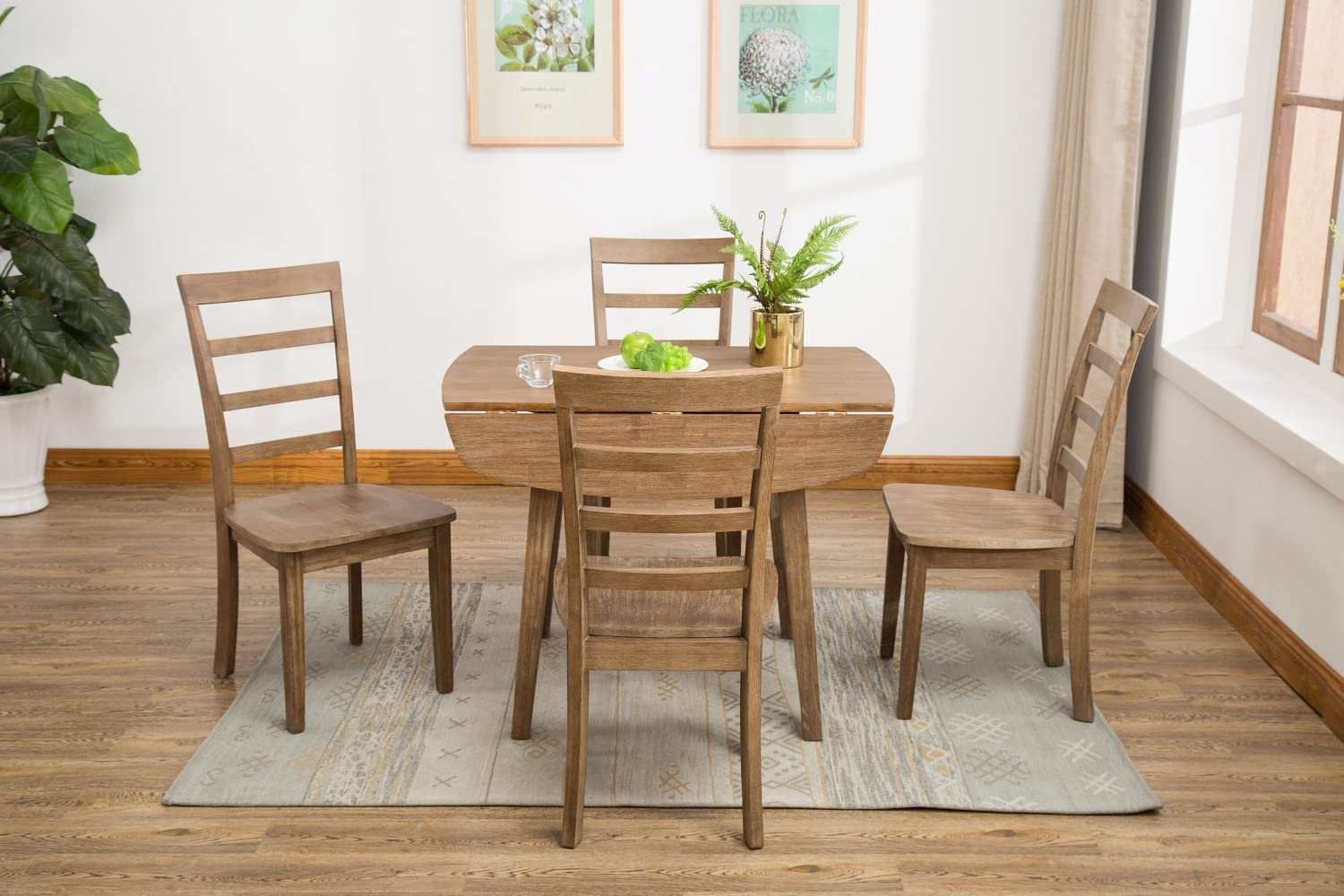 Boraam Boulder 5-Piece Dining Set-Barnwood Wire-Brush, Grey