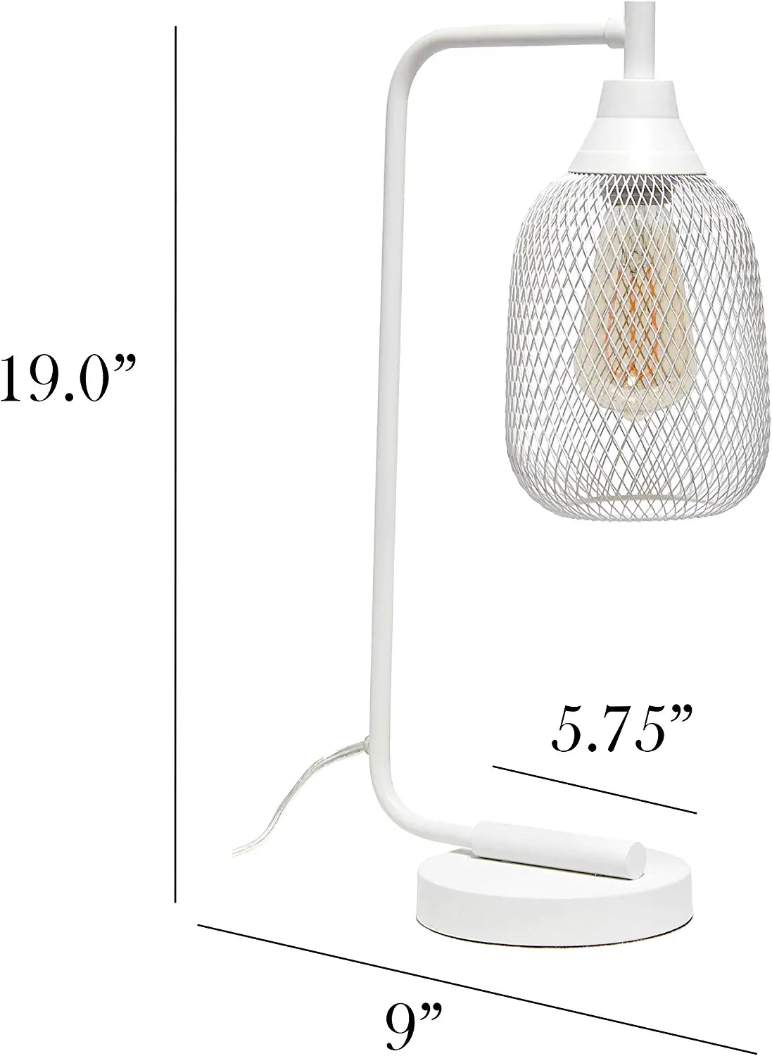 Elegant Designs LD1060-WHT Mesh Wire Table Lamp, Matte White