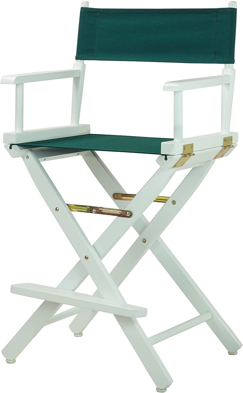 Casual Home 24&#34; Director&#39;s Chair White Frame with Hunter Green Canvas, Counter Height