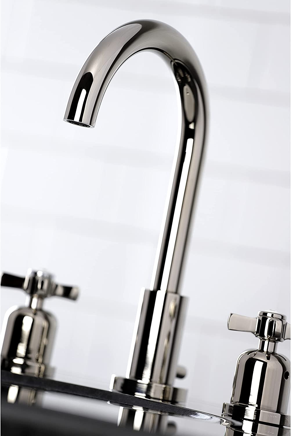 Kingston Brass FSC8929ZX Millennium Widespread Bathroom Faucet, 5-3/8 Inch in Spout Reach, Polished Nickel