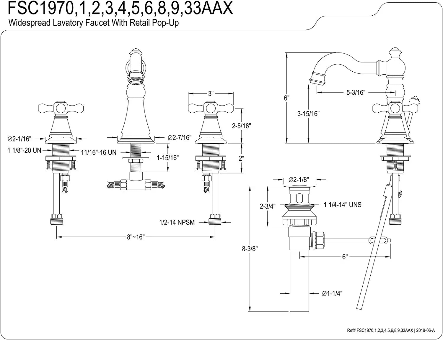 Kingston Brass FSC1976AAX American Classic Widespread Bathroom Faucet, Naples Bronze