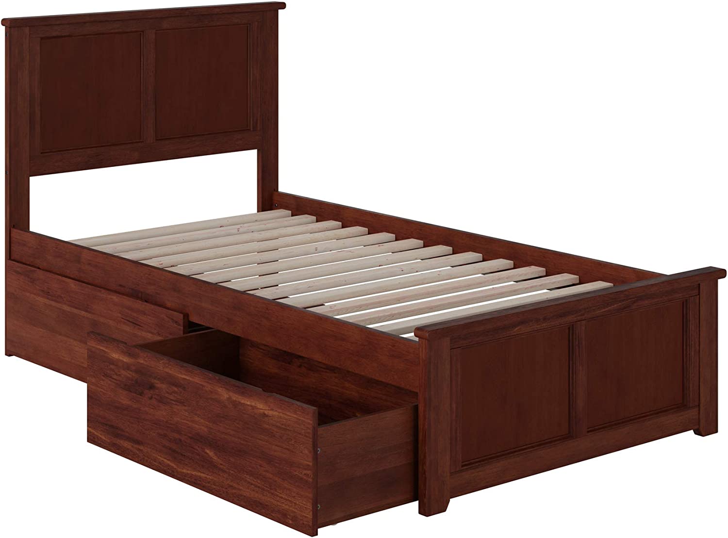 Atlantic Furniture AR8616114 Madison Platform Matching Foot Board and 2 Urban Bed Drawers, Twin XL, Walnut