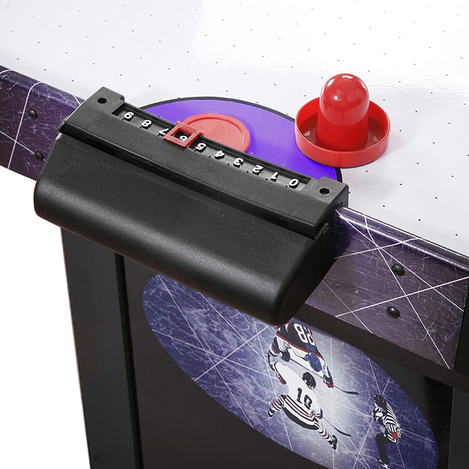 Hathaway Hat Trick 4-Ft Air Hockey Table for Kids and Adults with Electronic and Manual Scoring, Leg Levelers