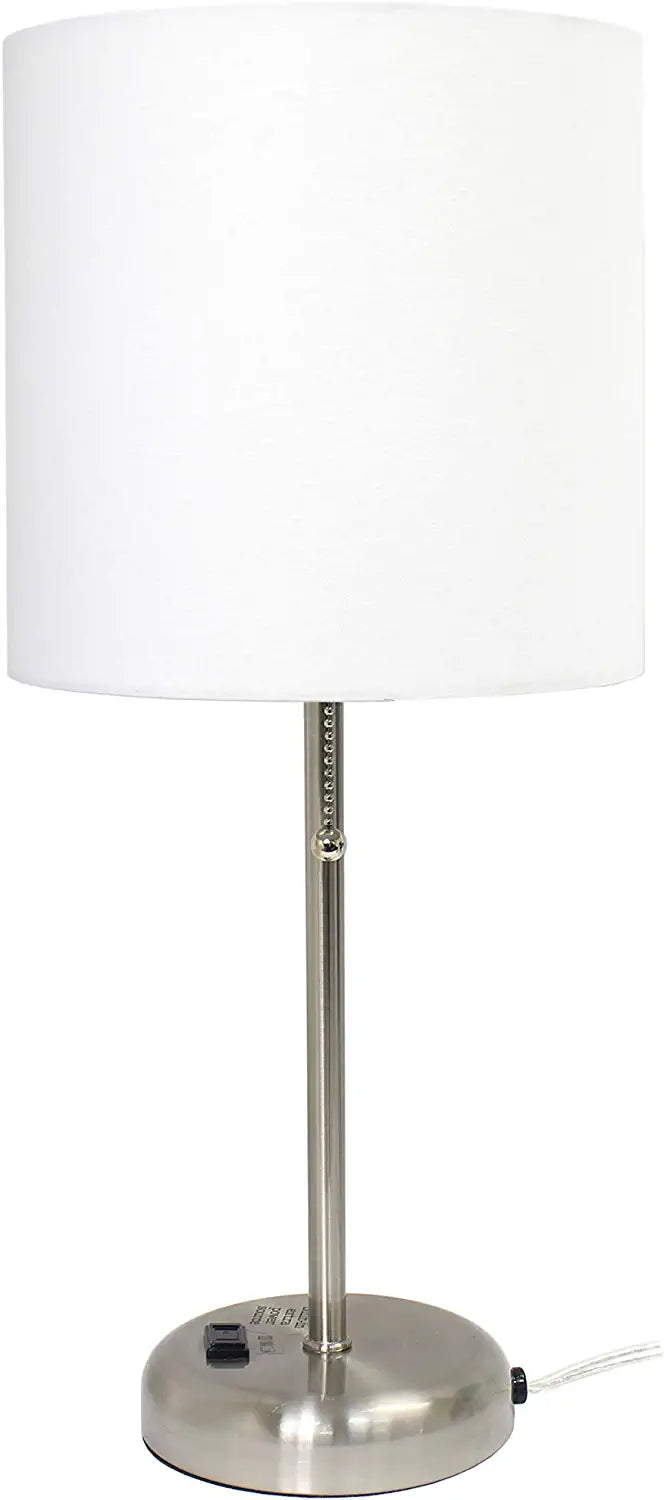 Limelights LT2024-GOW Stick Charging Outlet Table Lamp, White Base/Gray Shade