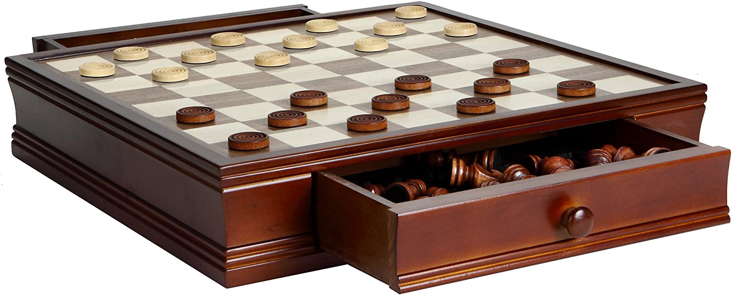 Hathaway Prodigy Wood Chess &amp; Checkers Set Walnut