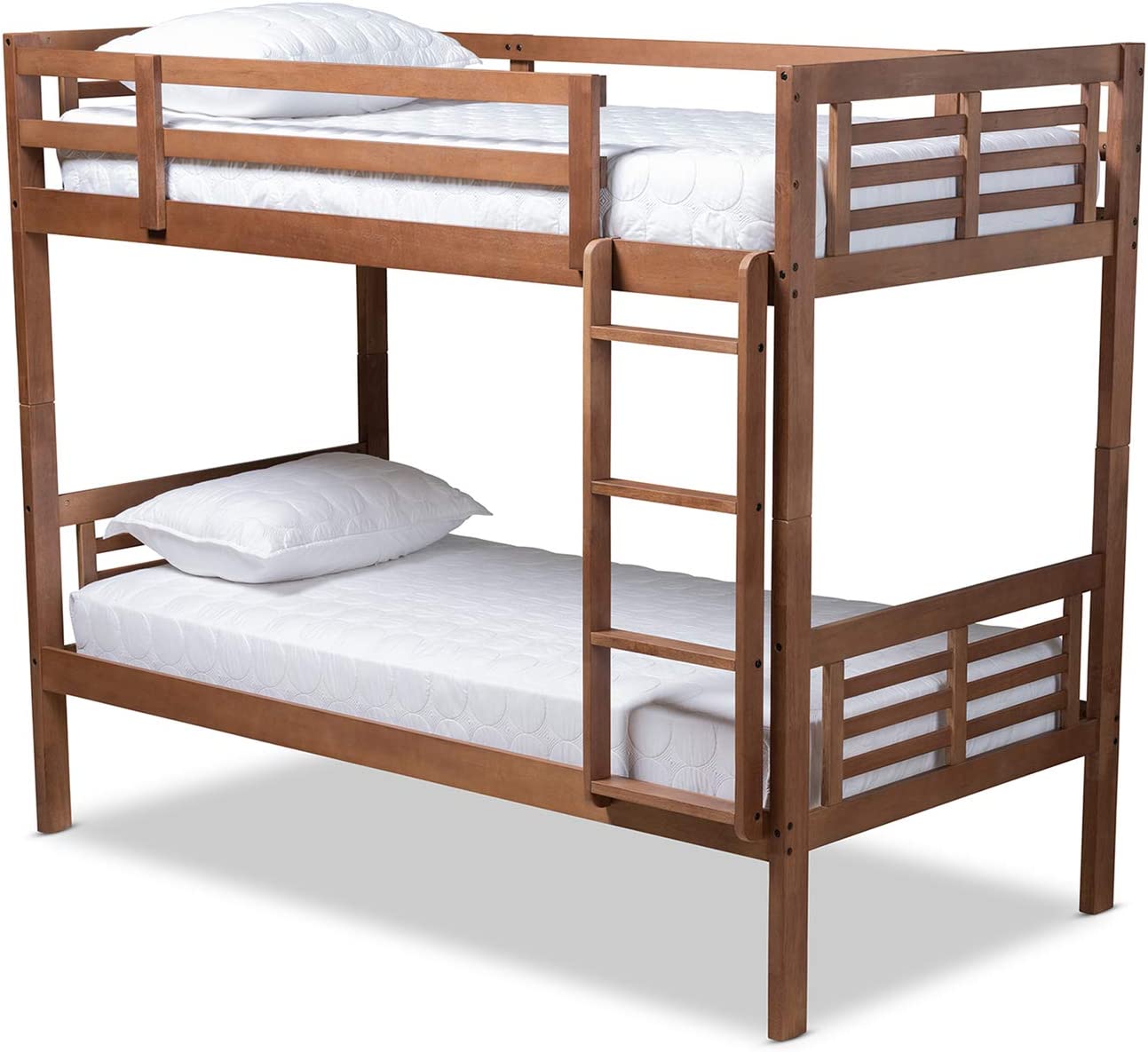 Baxton Studio Liam Modern and Contemporary Walnut Brown Finished Wood Twin Size Bunk Bed