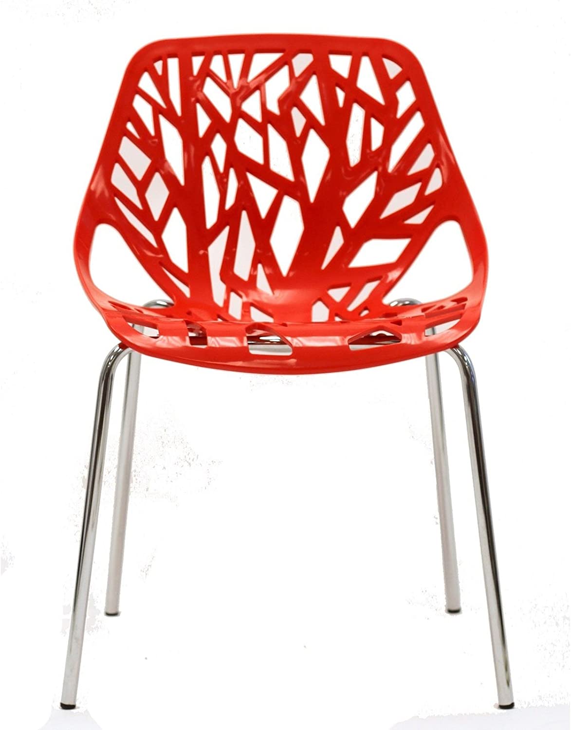 Modway Stencil Stackable Dining Side Chair in Red