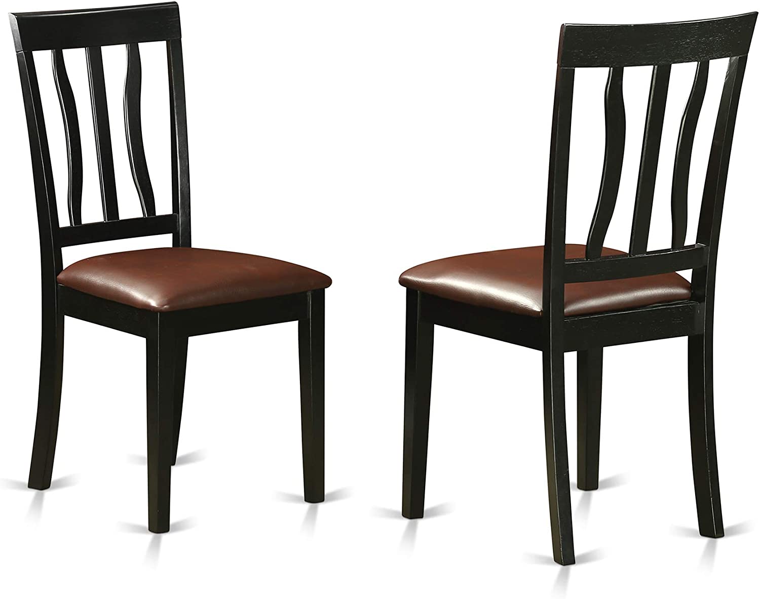 East West Furniture Antique Wooden Dining Chairs Wooden Seat and Buttermilk Hardwood Frame Kitchen Dining Chair Set of 2