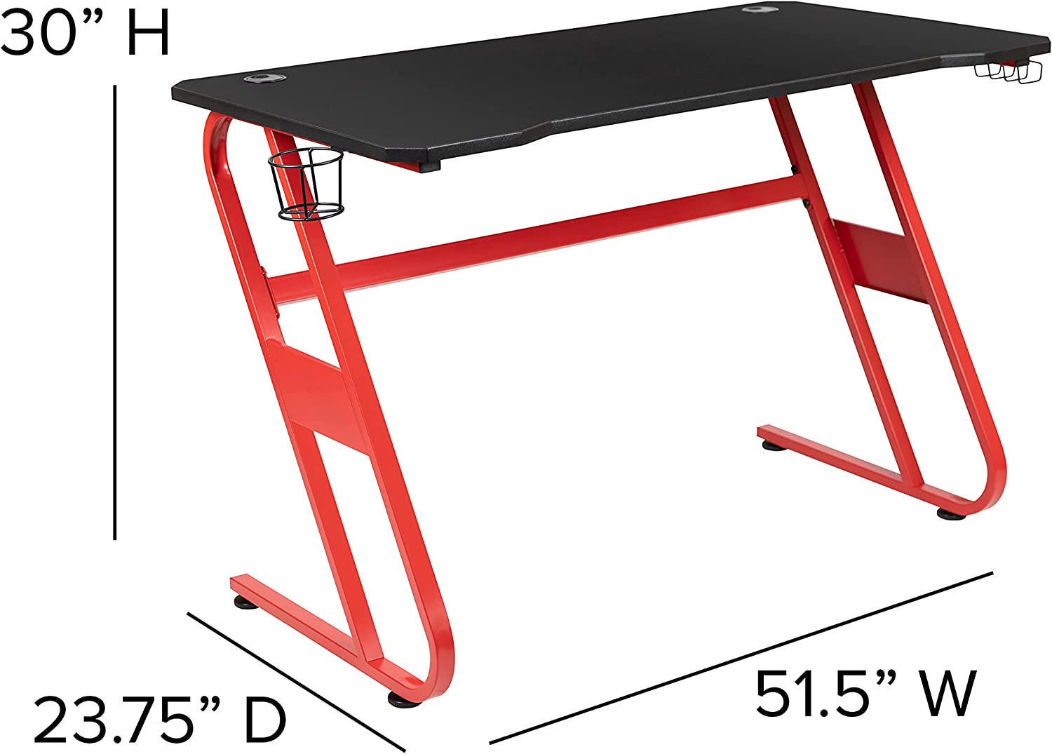 Flash Furniture Red Gaming Desk with Cup Holder/Headphone Hook & Red Reclining Back/Arms Gaming Chair with Footrest