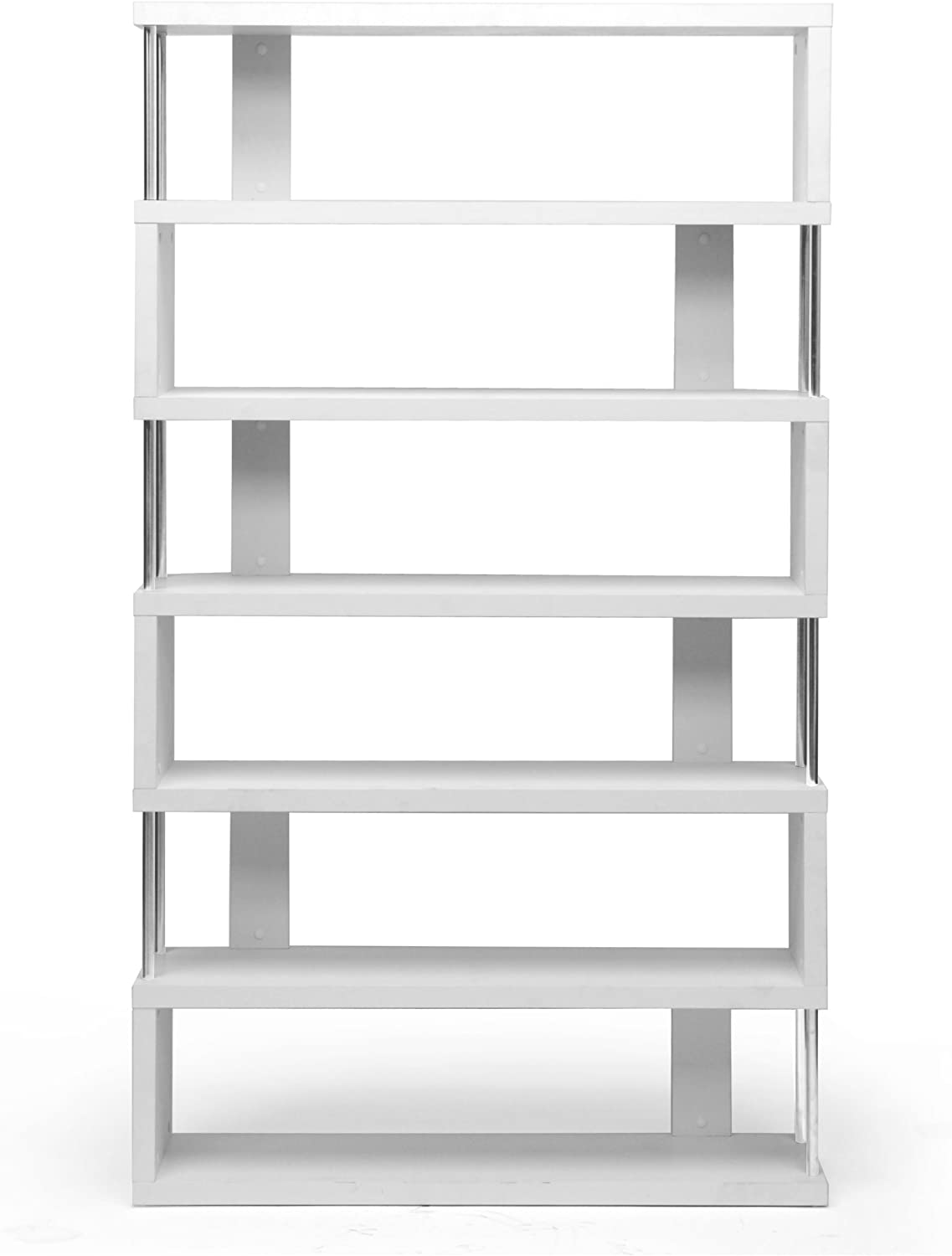 Baxton Studio Barnes 6-Shelf Modern Bookcase, White