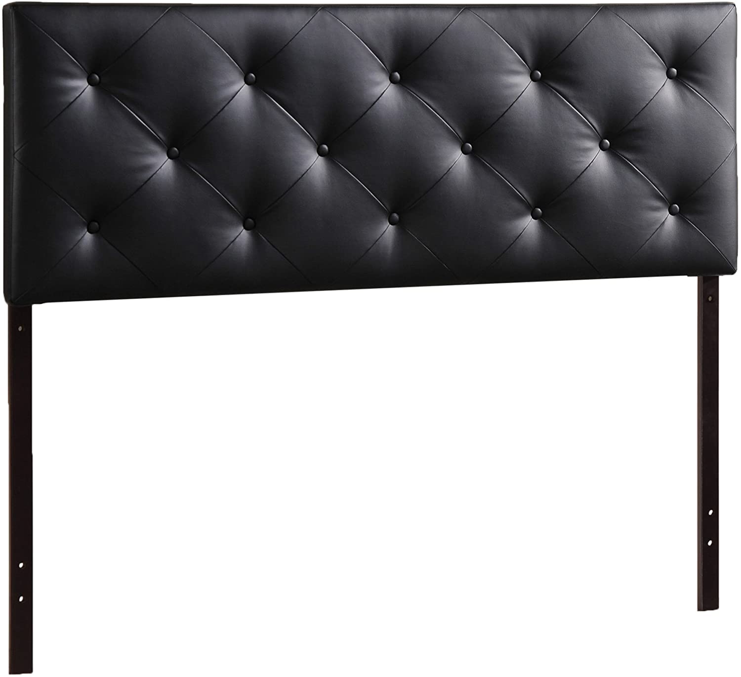 Bored with your bedroom. Need to perk up that platform bed Add the look of leather. Our king size white faux leather headboard boasts button-tufted distinction that contrasts sharply with just about any wall. Rubberwood frame with foam padding provides a