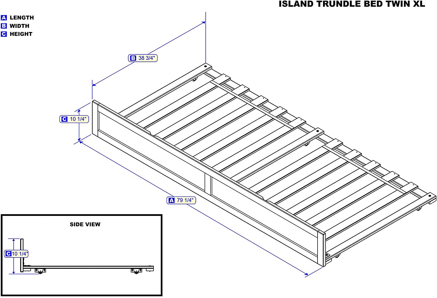 Twin Extra Long Trundle, Brown, Twin XL