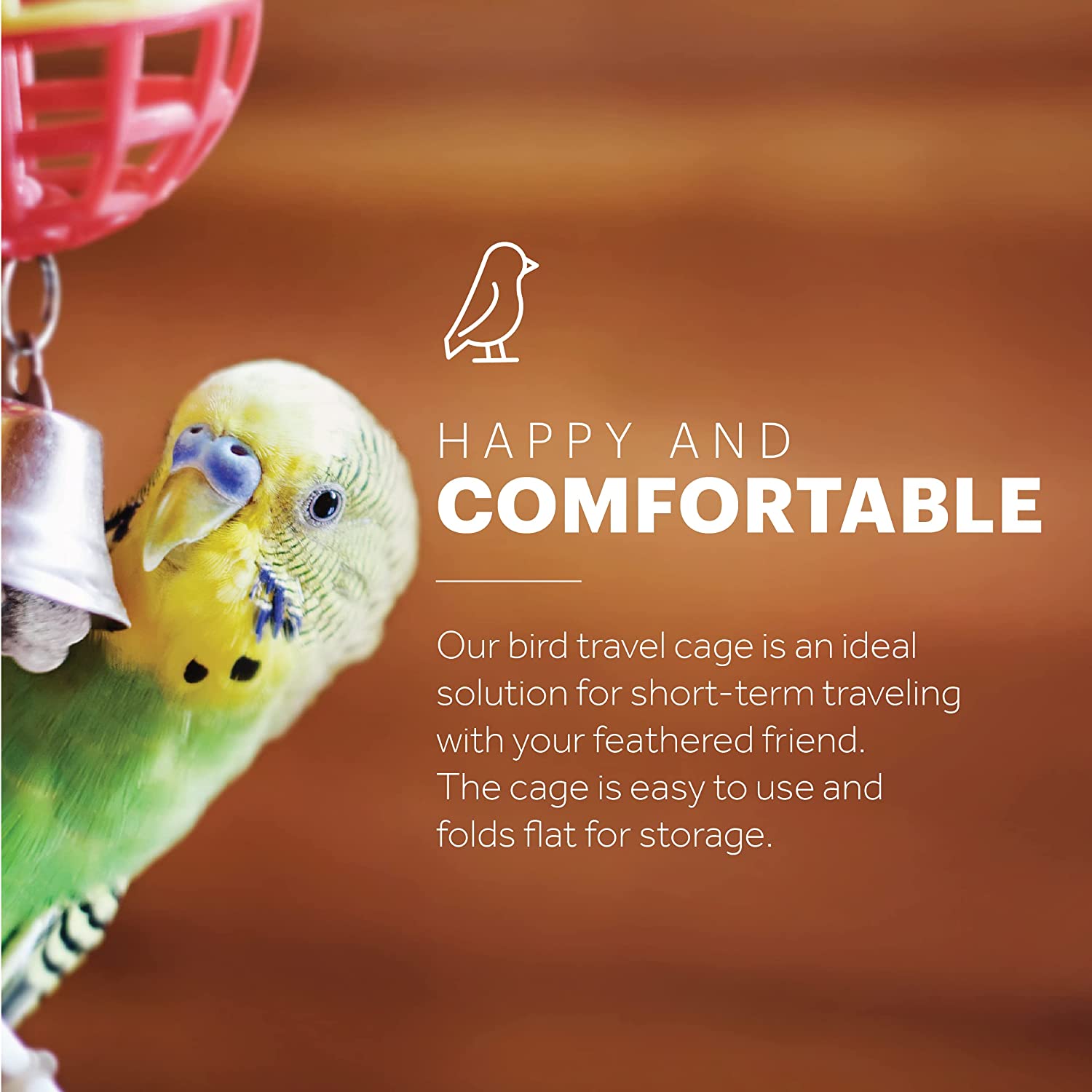 Prevue Pet Products Temporary Travel Bird Cage Short-Term Pet Carrier for Birds, Metal Stainless Steel Pet Crate with Handles, Foldable Portable Birdcage, White