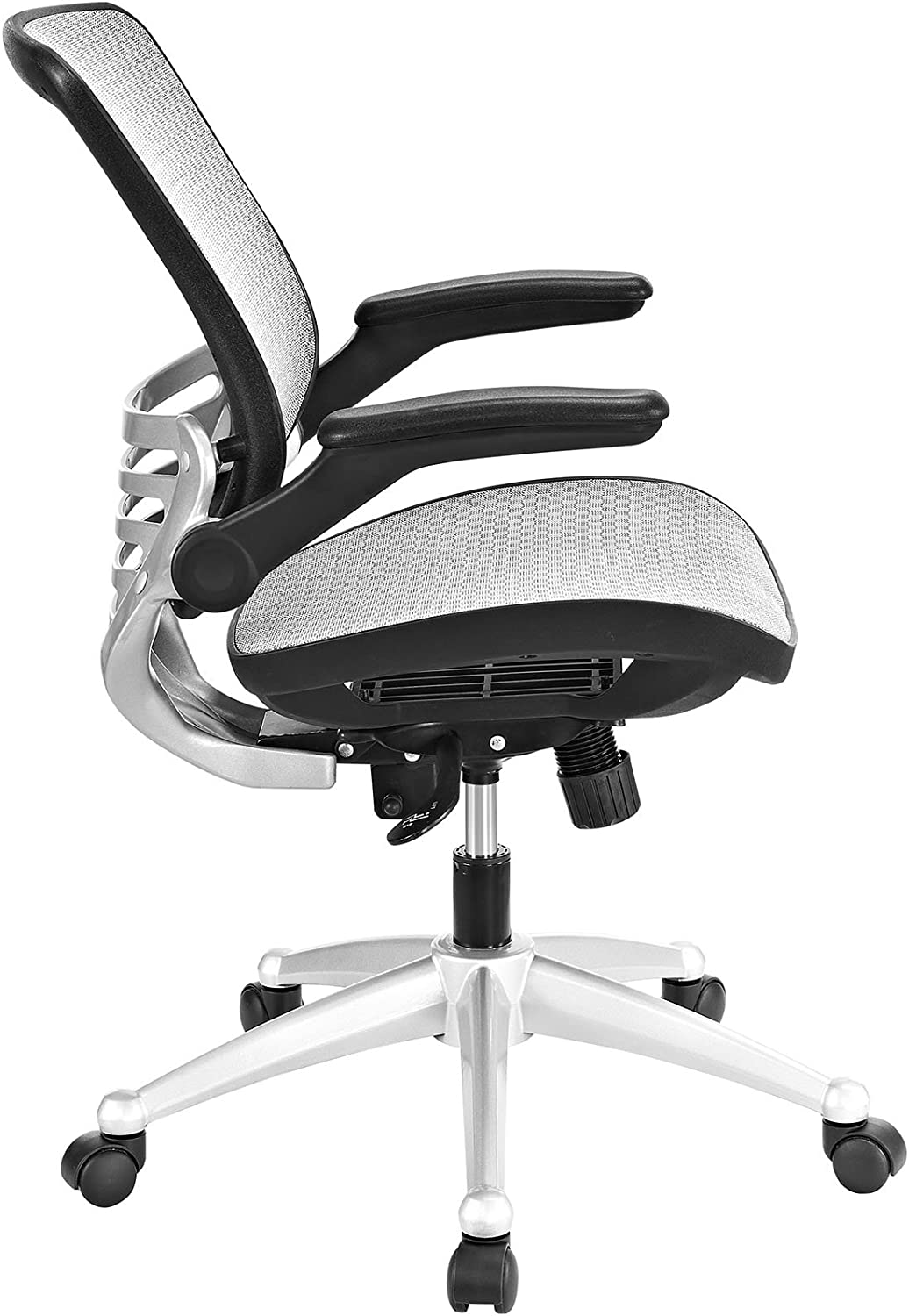 Modway Edge All Mesh Office Chair In Gray With Flip-Up Arms - Perfect For Computer Desks