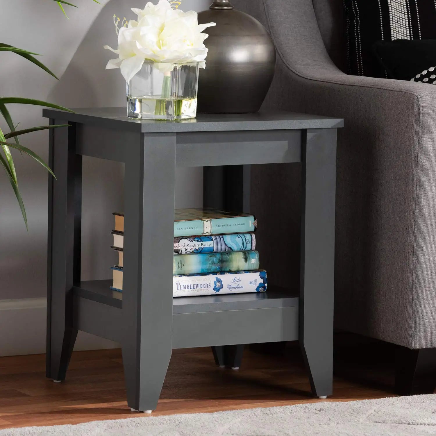 Baxton Studio Audra Modern and Contemporary Grey Finished Wood Living Room End Table