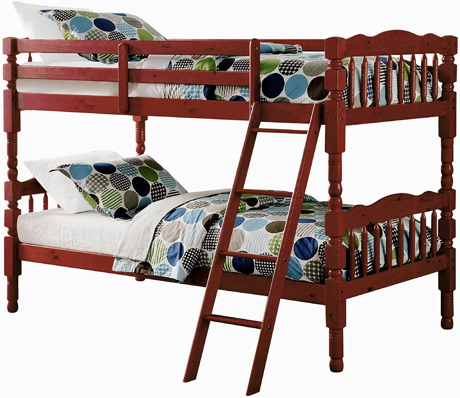 Better Home Products Charlotte Twin Over Twin Solid Wood Bunk Bed in Mahogany