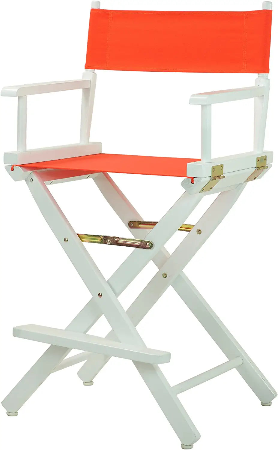 Casual Home 24&#34; Director&#39;s Chair White Frame with Orange Canvas, Counter Height