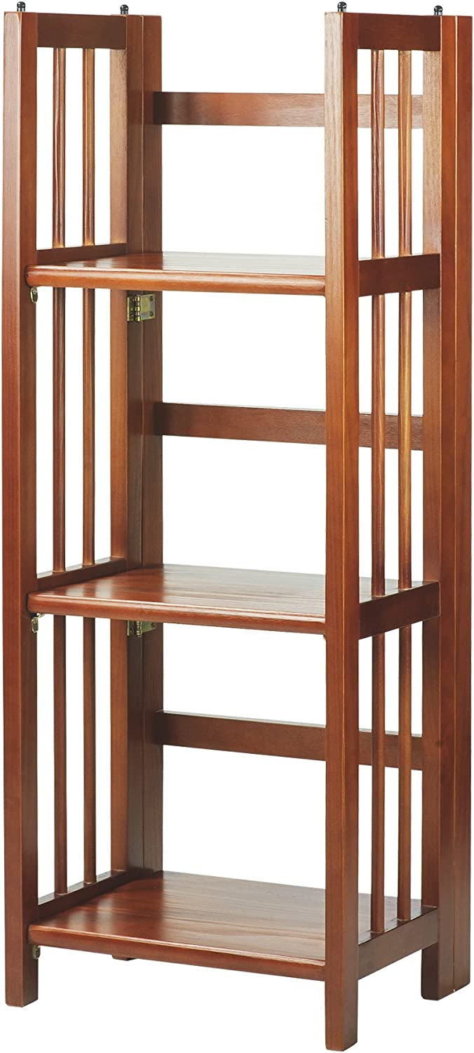 Casual Home 3-Shelf Folding Bookcase (14&#34; Wide)-Walnut