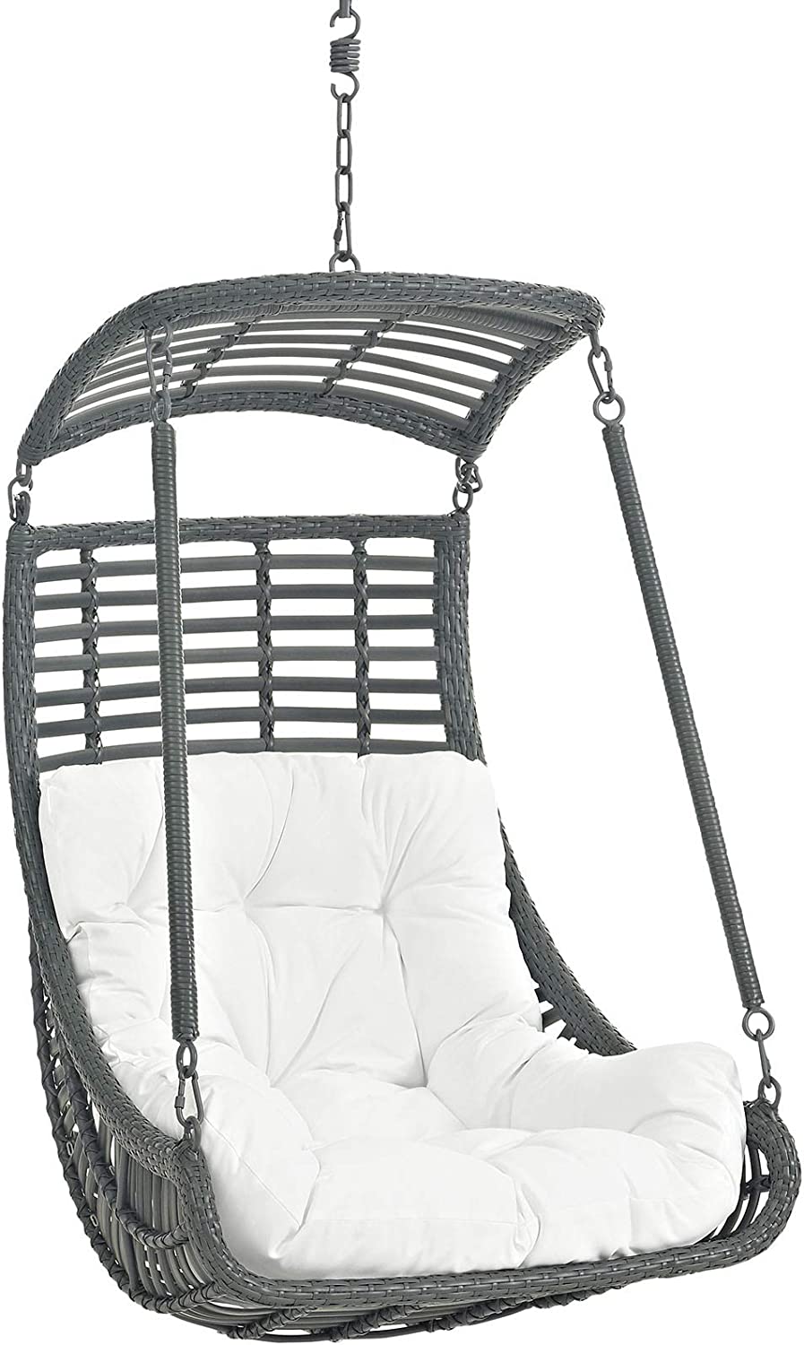 Modway EEI-2655-WHI-SET Jungle Outdoor Patio Swing Chair Set with Hanging Steel Chain, Without Stand, White