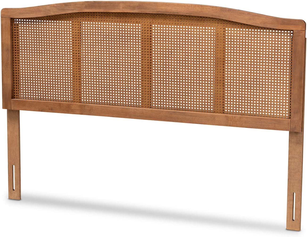 Baxton Studio Marieke Mid-Century Modern Ash Wanut Finished Wood and Synthetic Rattan King Size Headboard