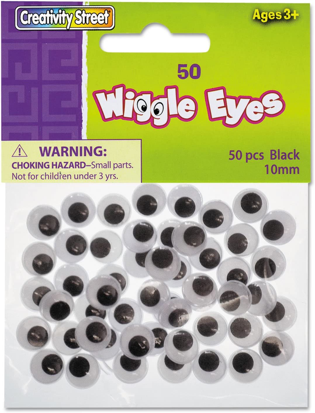 Creativity Street Round Black Wiggle Eyes, 10mm, Black, 50/Pack