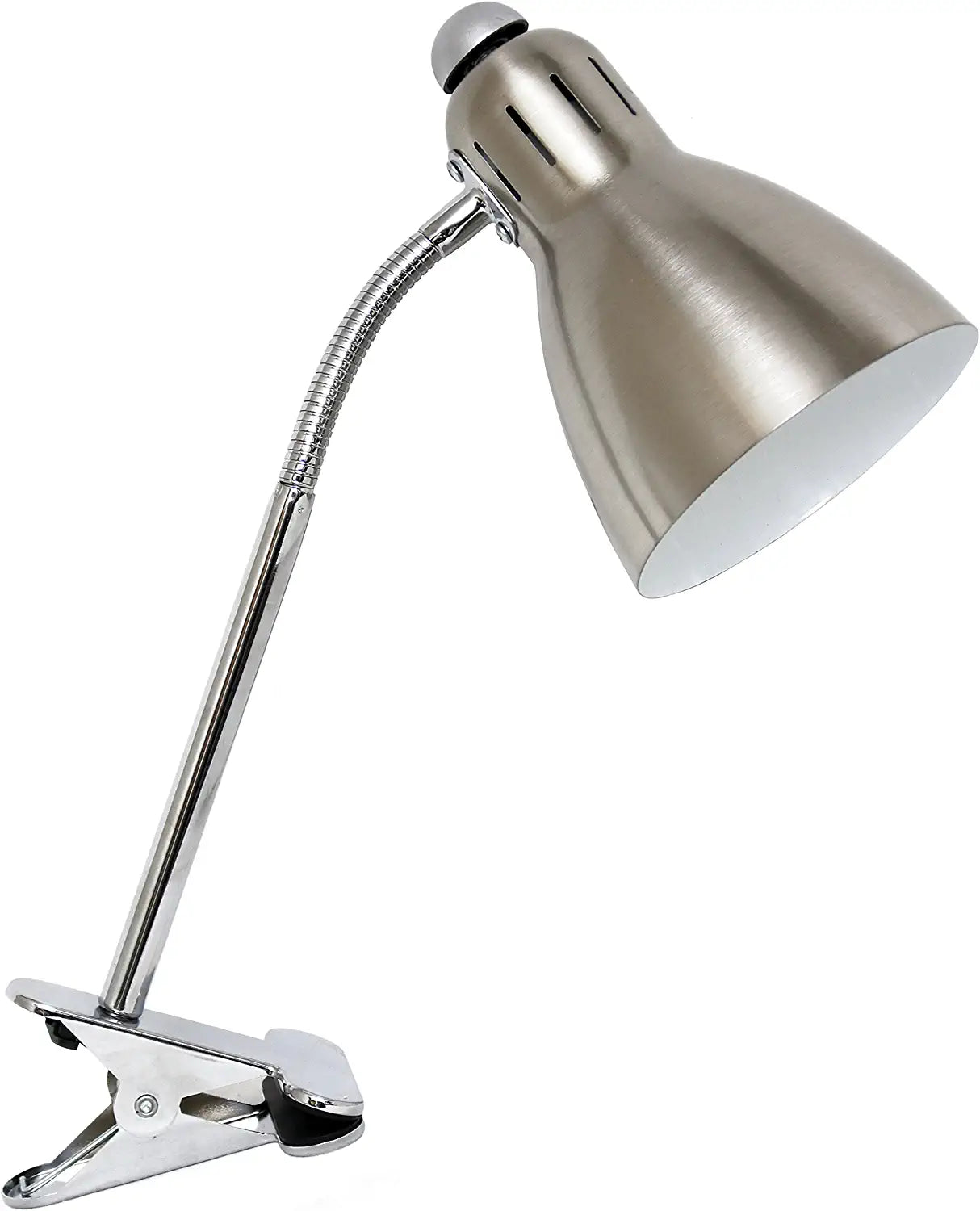 Simple Designs LD2016-BSN Adjustable Flexible Gooseneck Clip Light Desk Lamp, Brushed Nickel