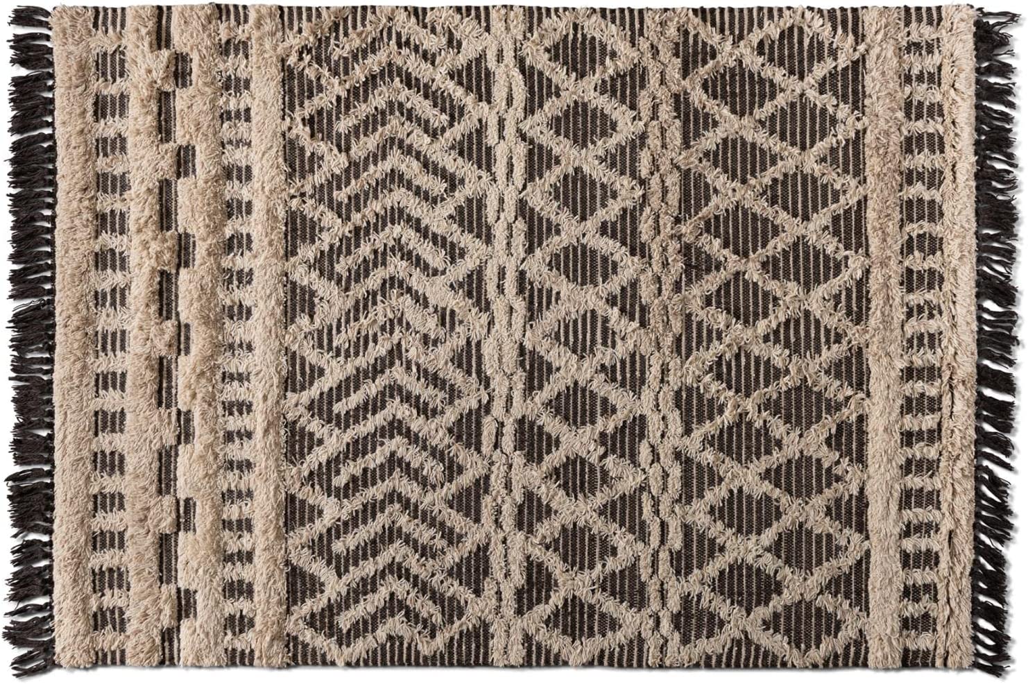 Baxton Studio Heino Modern and Contemporary Ivory and Charcoal Handwoven Wool Area Rug