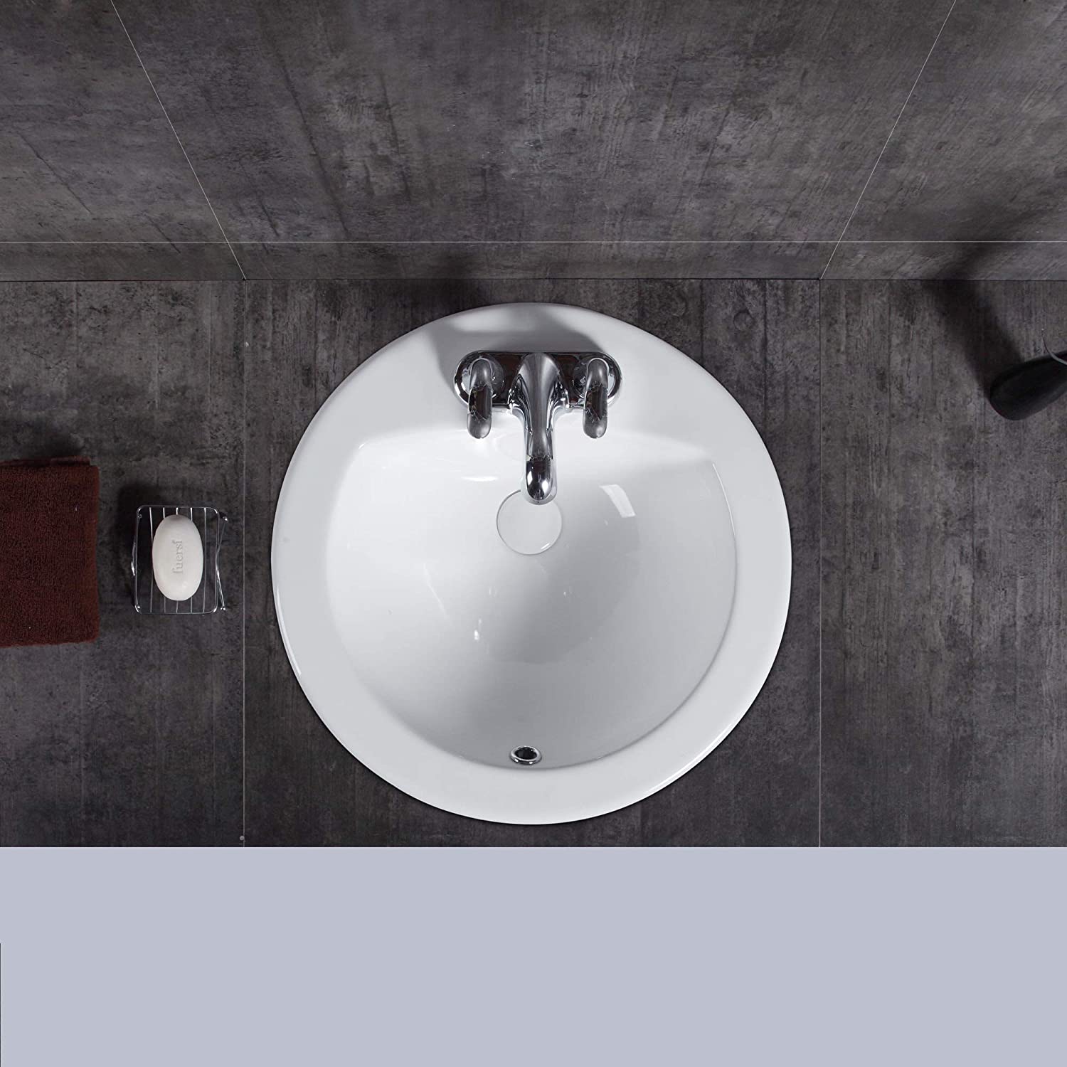 Ingrid Drop-in Ceramic Basin Sink, Glossy White