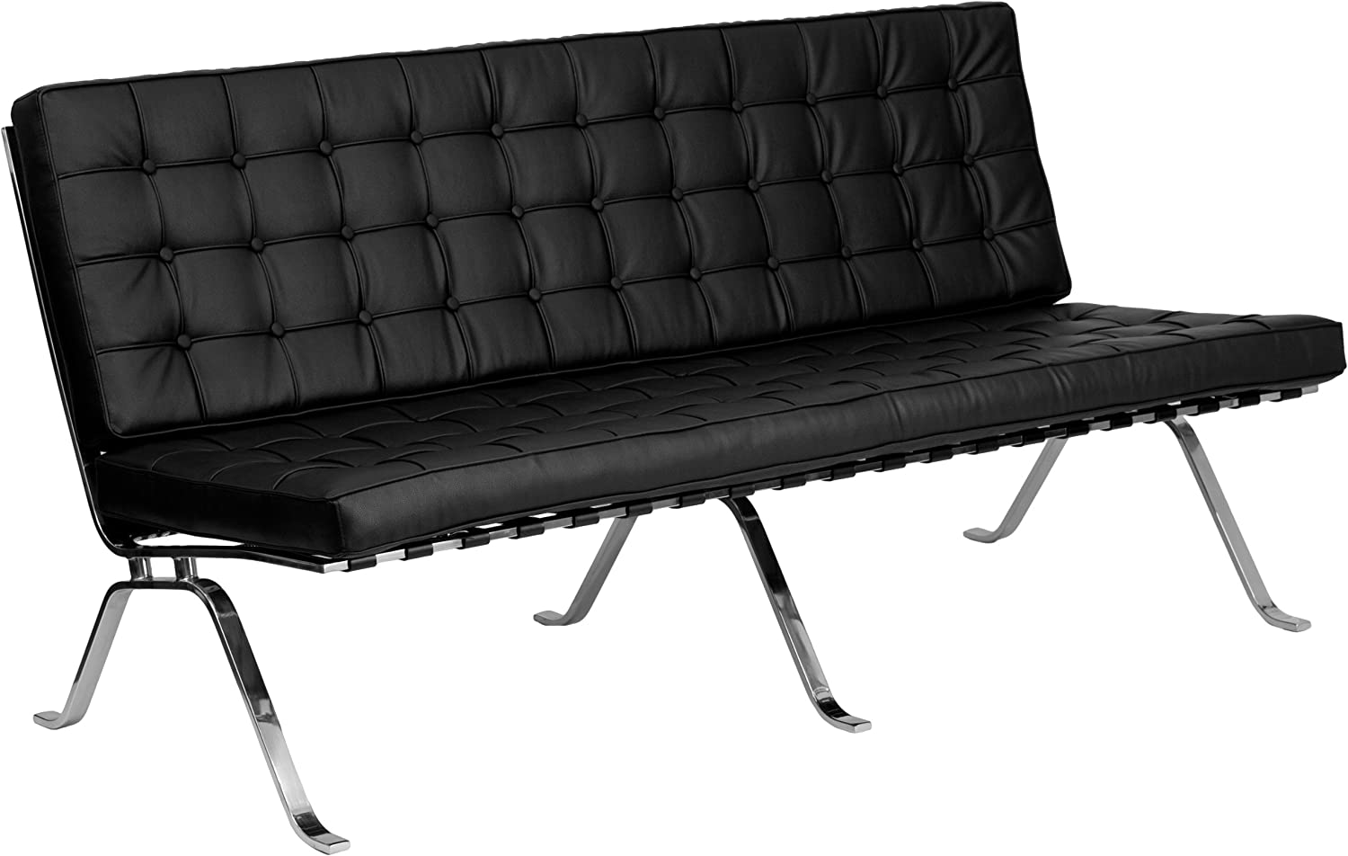 Flash Furniture HERCULES Flash Series Black LeatherSoft Sofa with Curved Legs