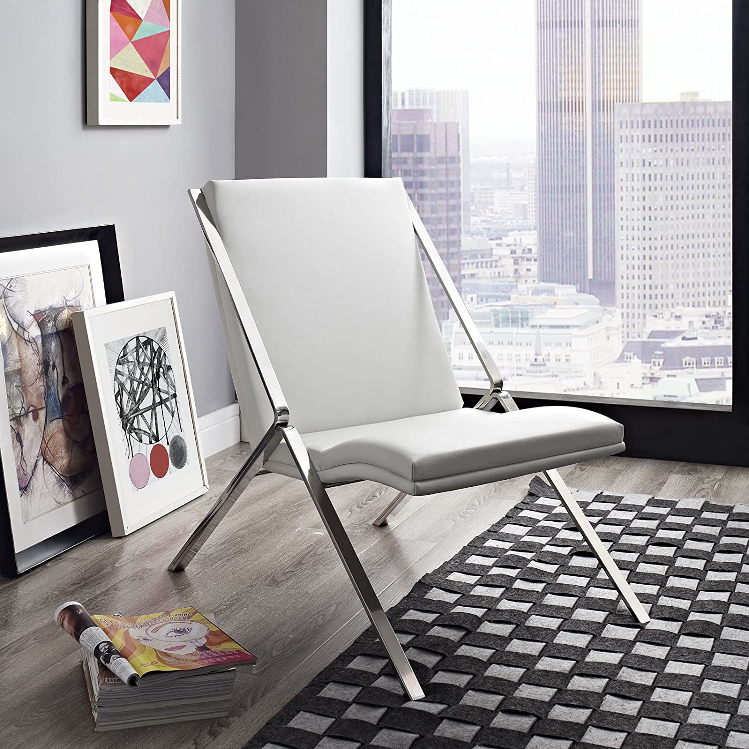 Modway Swing Vinyl Lounge Chair in White