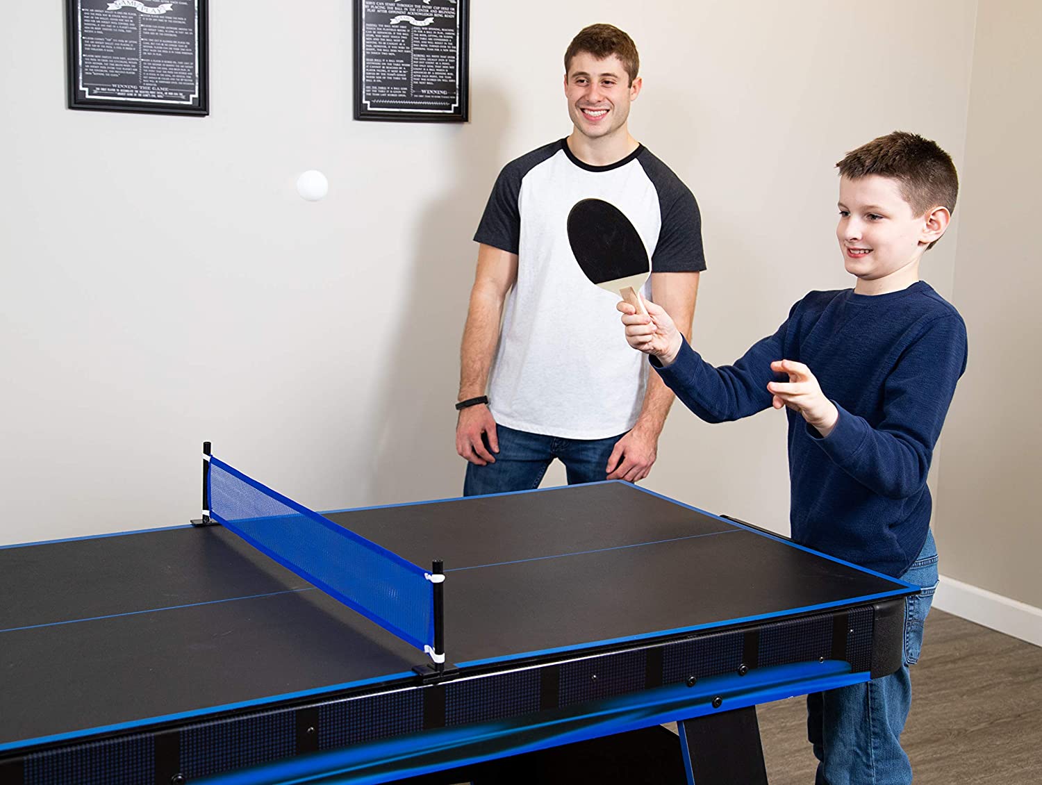 Hathaway Bandit 5-Ft Air Hockey and Table Tennis Multigame Table, Great for Family Game Rooms, Includes Strikers, Pucks, Paddles, Balls and net/Post Set