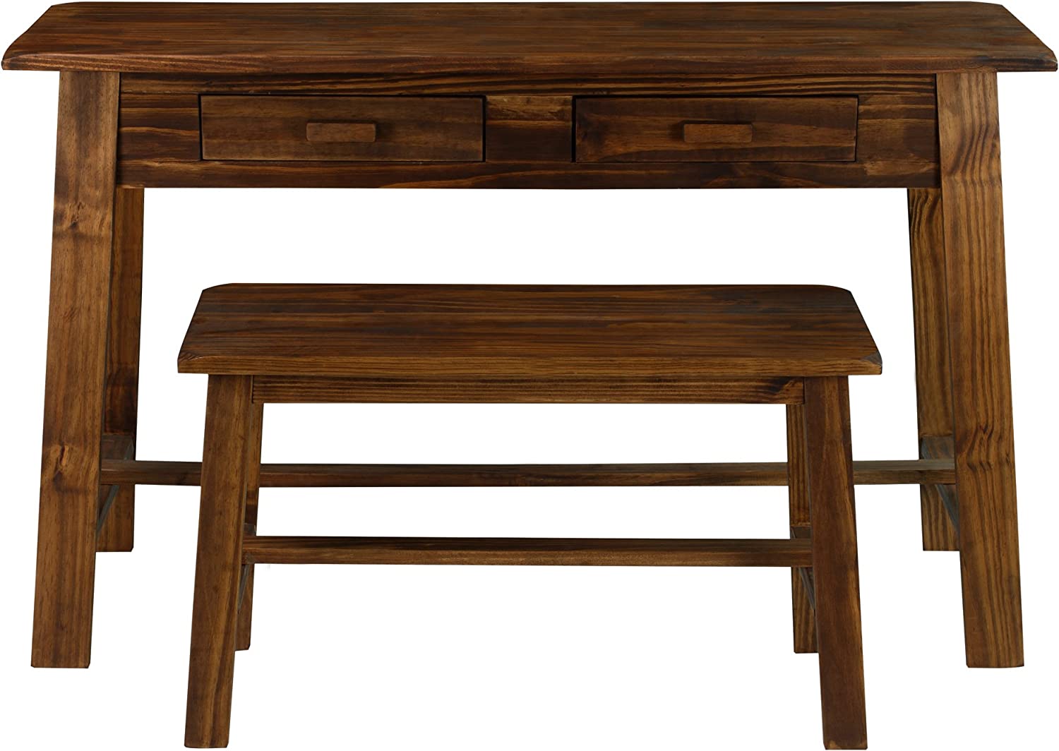 Casual Home Nostalgia Rustic Mocha Desk with Bench