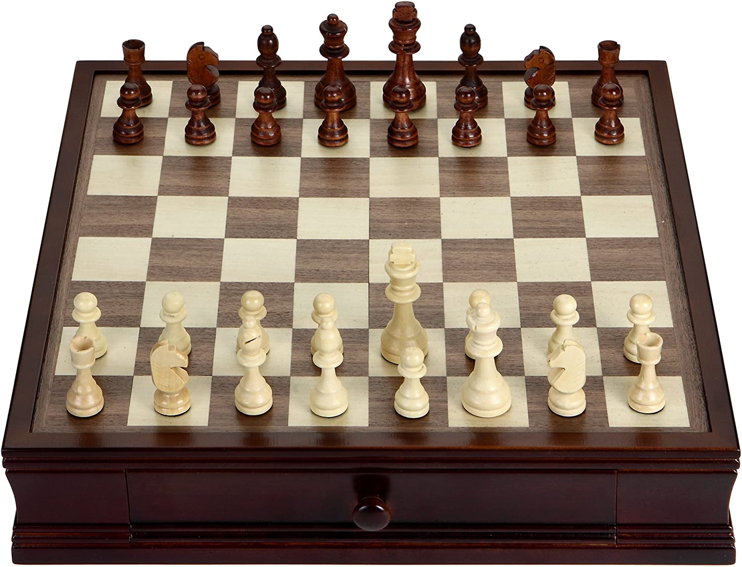 Hathaway Prodigy Wood Chess &amp; Checkers Set Walnut